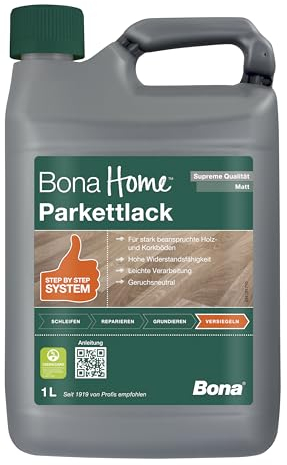Bona Home Parkettlack Supreme Matt 1 L, Klarlack Holz, Lack matt, Holzlack, Versiegelung, Versiegelungslack, seidenmatt