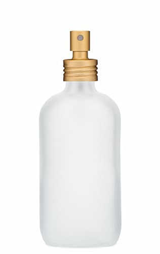 Rail19 Apothecary Glass Mist Bottle - Gold Metal Aluminum Nozzle, 8oz (Frosted)