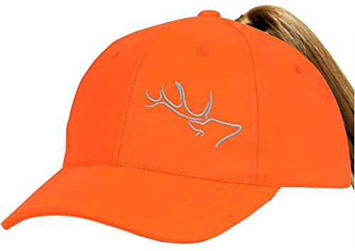 EDTREK Womens Performance Cap Hat with Ponytail Hole - Camo and Blaze Orange Hunting Hats (Blaze Orange), One Size