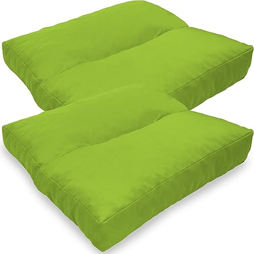 NYVI Loungekissen SunLounge 50x50 cm Grün 2er Set - Outdoor Sitzkissen - Wasserabweisend, Schmutzabweisend, Bequem - Sitzauflage für Stühle, Bänke, Boden - Made in EU