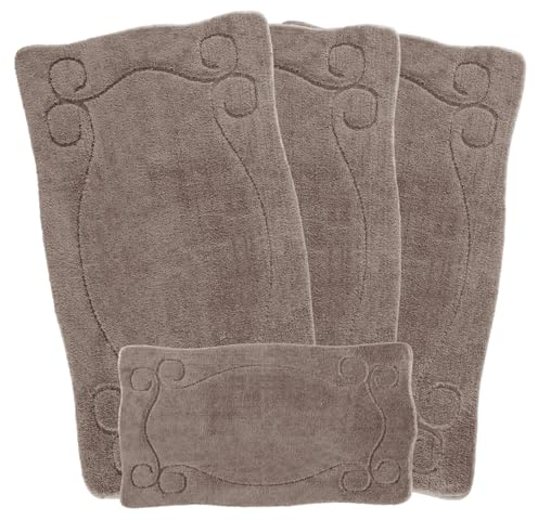 Emmahome ROMANY GYPSY WASHABLE 4PCS MAT/RUG SET, CARAVAN/MOBILE HOME TOURER SIZES, 67X120CM, ELVIN Smart (Camel)