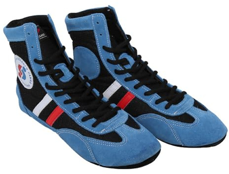 Sambo - Scarpe da sambo per adulti e bambini, suola morbida, scarpe europee per arti marziali, wrestling, boxe, MMA, combattimento, allenamento, competizione, unisex, Blu, 11
