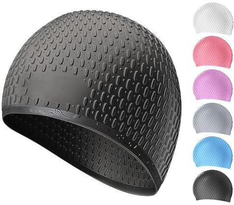 LinsLiliana Bonnet de Bain Premium pour Femme & Homme – Bonnet Piscine imperméable et antidérapant en Silicone Souple​​ – Ajustement Confortable (Gris)