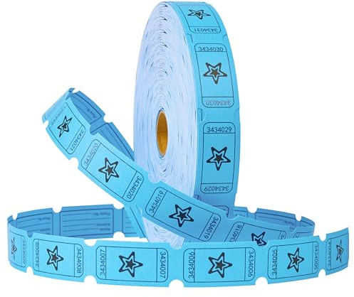 KreativeKraft Jeu de Bingo Adulte, Jeux de Société ou Accessoires avec Jetons Loto, Carton Loto, Ticket Tombola et Marqueur, Jeu d'Ambiance Famille (Raffle Bleu)