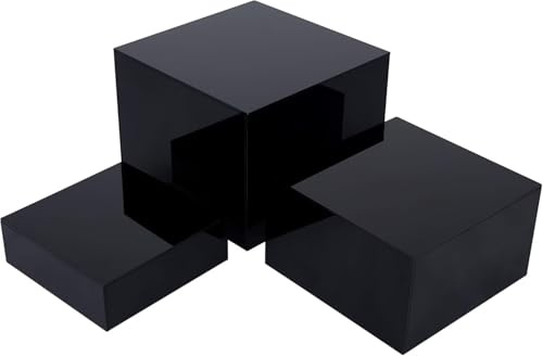 DIGIELE Alzate per Buffet Nero, 3pcs Rialzi per Buffet, Vassoio da Portata Scatole Espositive in Acrilico, Supporto Dessert a Forma di Cubo per Cupcake, Brunch, Dessert, Collezionabili e Gioielli