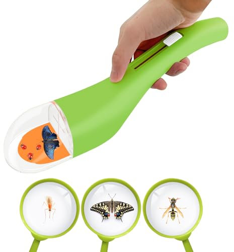 TAIHOBO Attrape-Insectes, Attrape Araignée Vert, Attrape Insecte avec Loupe, Facile à Attraper et Observer Insectes Vivants, Pièges Antiparasitaires pour Protection du Jardin Contre Les Insectes