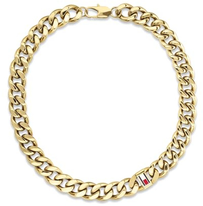 Tommy Hilfiger Jewelry Bracelet et Collier en Chaîne pour Homme en Acier Inoxidable avec le Drapeau Iconique de