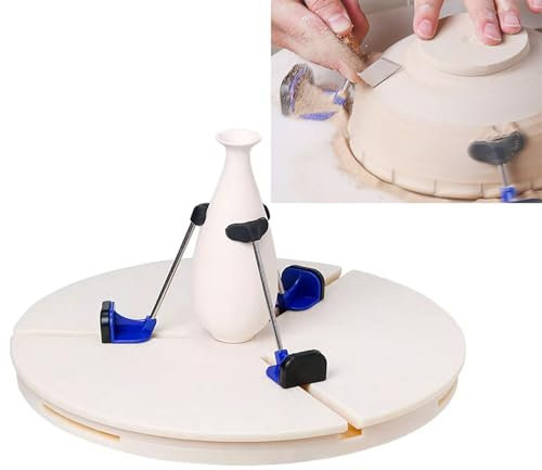 HKFGSHOP Pottery Trimming Turntable Clamp, Adjustable Triangular Trimming Clamp, Pottery Repair Turntable Sculpting Wheel, Pottery Spinner for 9.8-13.8in Turntable, Suitable Pottery Lovers