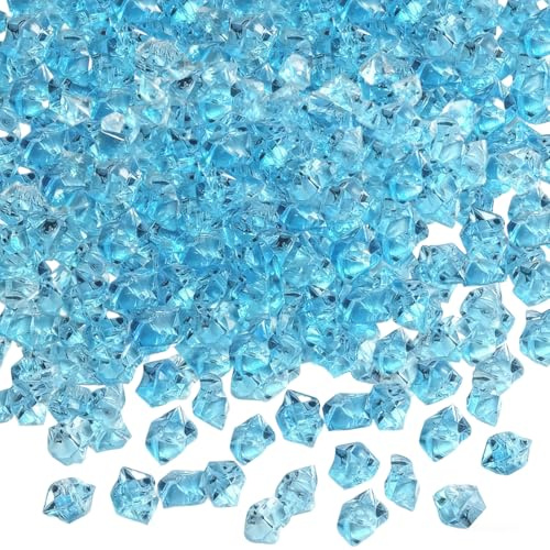 VEOIRXU 500 Pezzi Diamanti Decorativi in Acrilico Trasparente, Gemme Decorative, Cubetti di ghiaccio trasparenti, Pietra di Cristallo Decorative per Tavola, Mariage, Feste, Vasi, Acquari (5×7mm, Blu)