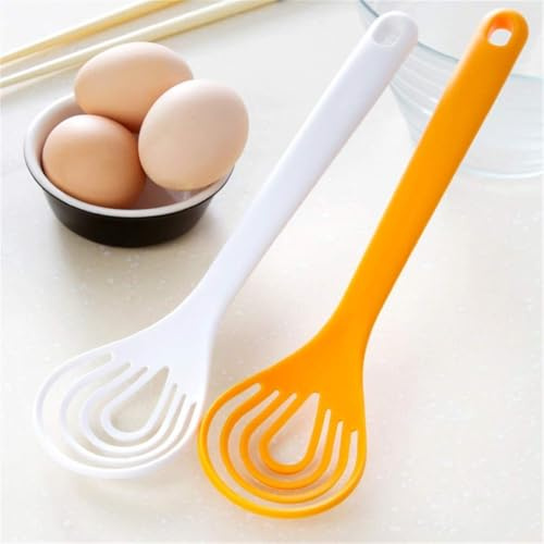 Set di 2 fruste piatte in plastica, per cucinare e frusta da cucina, senza BPA, resistenti al calore, per miscelare, schiumare e cuocere al forno, gadget di miscelazione manuale antigraffio