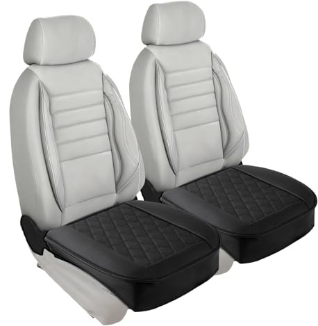 M.J COMFY-LIFE 2 Pack PU Leather Car Seat Covers for Front Seat Bottom,Car Seat Protector Cushion with Anti-Slip Design, Soft Waterproof Leather Seat Pads for Cars
