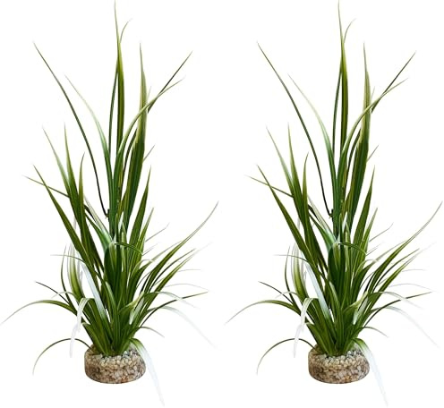 Tyrol Plantes Aquatiques artificielles - Décoration avec Plantes artificielles - Facile à Fixer au Fond de l'aquarium - Décoration d'aquarium - Fabriqué en France (Lot de 2)