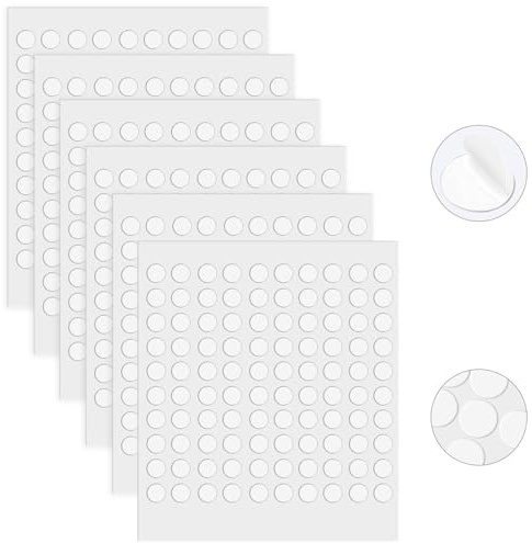 NUTKIT 600 st dubbelsidiga självhäftande prickar, runda, transparenta, dubbelsidiga prickar, kraftfulla, små självhäftande prickar, avtagbara, för gör-det-själv, foto, ballong, hem, fest (Ø 6 mm)