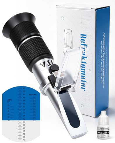 LAOYE 3in1 Rifrattometro Miele Umidità 12-27% Brix 58-92% Baumé 38-43 °Bé con ATC e calibrazione Controllo Umidità Miele Evita Fermentazione Apicoltura rifrattometro per Apicoltura, sciroppi, melassa