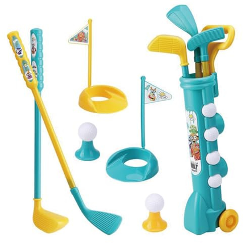 ewmqxpy Kids Golf Caddy Set With Balls And Clubs Included,Multicolour Plastic Toy Golf Cart Caddy,Educational Family Beach Sports Play Set Mini Golf Indoor Outdoor Sports Activities Party Gift
