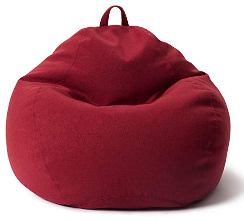 Lumaland Comfort Line Sittsäck, beanbag för inomhus, 100 x 120 x 50 cm, med över 2,4 miljoner justerbara EPS-pärlor, mjuk och bekväm golvkudde, fåtölj för barn och vuxna, 315 liter volym (röd)