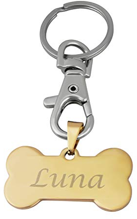 Hanessa Personalisierte Hundemarke mit Gravur rosegold Knochen Edelstahl 15x40 mm | Halsband Anhänger Hund Gravur | Namensschild Hundehalsband personalisiert