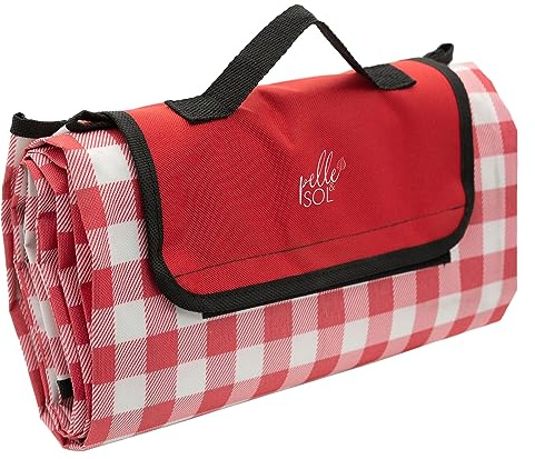 Pelle & Sol Coperta da picnic impermeabile, 200 x 140 cm, pieghevole, coperta da spiaggia, antiscivolo, con maniglia per il trasporto, tappetino da spiaggia resistente alla sabbia e lavabile, per