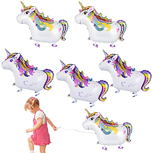 FORMIZON 6 Stück Tier Walking Luftballons, Luftballon Laufendes Haustier Einhorn, 3D Einhorn Folienballon, Haustiere Air Walker Ballons für Kinder Geschenk Geburtstag Party Dekoration Spielzeug
