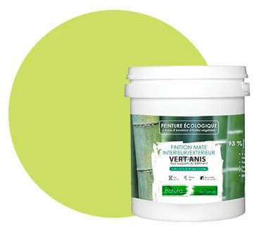 BOX DECO COULEURS Peinture naturelle écologique intérieur extérieur aspect mat Natura - 1L, Vert Anis