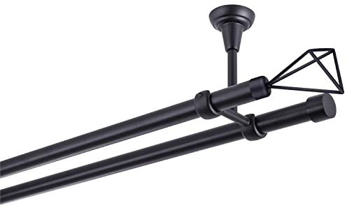 Barra de cortina negra 600 cm 2 líneas 19 mm lámpara de techo de metal SPACE