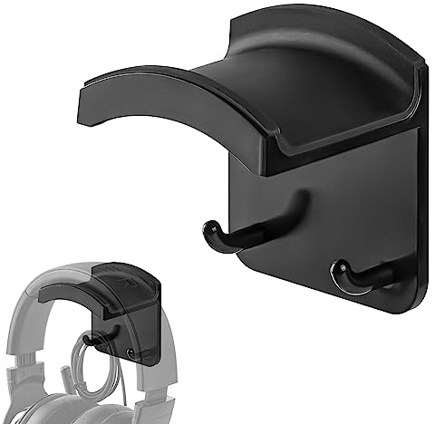 GEEKRIA Gaming Headphone Hook Holder, Wall Mount Headset Stand, Compatible with Bose, Sony, Sennheiser, AKG, JBL, Beats, Suitable for Home, Office, Recording Studio (Black)