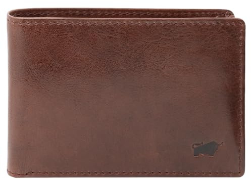 BRAUN BÜFFEL - Kleine RFID Geldbörse Arezzo - 4 Kartenfächer aus echtem Rindleder Schlichtes Design - Tabak