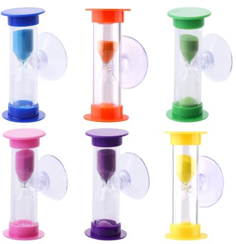 6 Pcs 2 Minute Timer For Teeth, Sand Timers For Kids With Suction Cap, Toothbrush Timer For Kids, Suitable For Timing Toothbrush Shower Games Cooking Exercising 2 Minute Timer