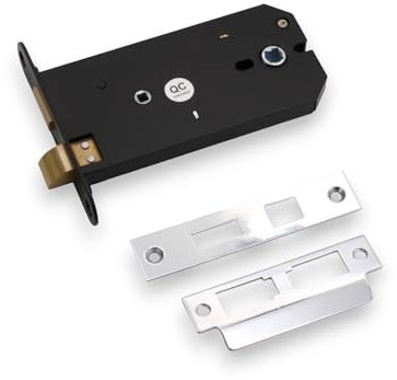 Infinity Decor 6” 150mm Horizontal 3 Lever Bathroom Mortice Sash Lock - Polished Chrome Finish Interior Door Latching Privacy Set