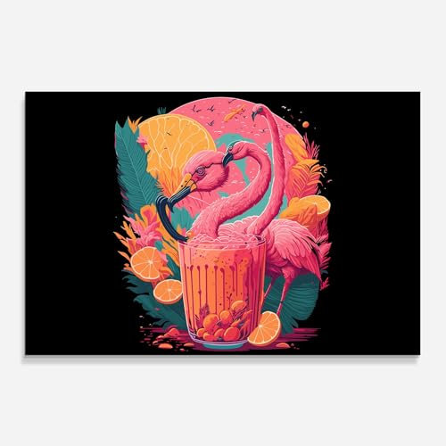 ARTHUB® Küchenrückwand aus Glas 80x120 cm, 5mm ESG | Spritzschutz, Glasplatte, Herdspritzschutz, Wandschutz für Herd, Hartglas, Lebensmittel, Getränke, Pink Bird Drink