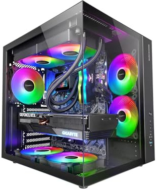 Mars Gaming MCV-One, Caja Gaming ATX, Doble Cristal Templado Continuo, Ventilador Trasero FRGB 12cm, Estructura Doble Cámara, Semitorre PC Compacta, Soporte Refrigeración Líquida hasta 240mm, Negro
