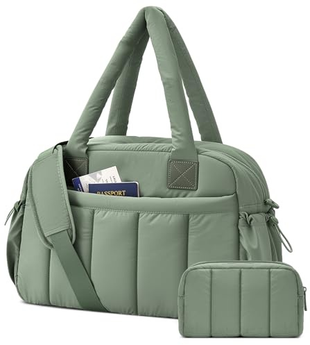 oscaurt Borsa da viaggio da donna, leggera, da 24 l, da palestra, per la notte, con custodia per il trucco, per il volo e la maternità, Verde, 42 x 19 x 30 cm, Classico