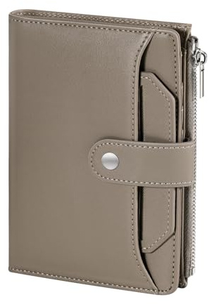 Dadanism Pochette Passeport Cartes avec Blocage RFID, Housse Slim Cuir PU avec Poche Fermeture Éclair pour Monnaie, Petits Portefeuilles Hommes & Femmes, Essentiels Voyages Business Trips, Marron Kaki