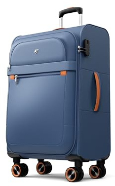 ABISTAB Trier Weichschalen Handgepäck Koffer 78 × 48 × 30 cm, Leichter Stoffkoffer Trolley klein, Reisekoffer mit Rollen & Zahlenschloss, 47 Liter,dunkelblau