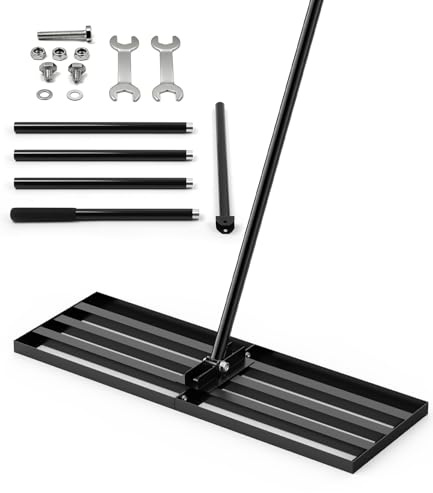 Leveling Rake Rastrello Livellatore per Prato 204 x 76 x 25cm Rastrello Livellatore Prato 2 in 1 Rastrello Pesante per Diffusione Terriccio e Sabbia Finitura Antiruggine per Giardino