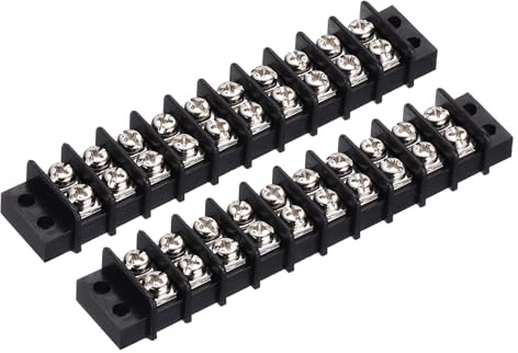 QUARKZMAN Morsettiera Doppia riga 300V 20A 10P Morsetti A Barriera Con Vite PA66 Per Collegamento Cavi 112mm x 21mm x 13mm 2 Pezzi