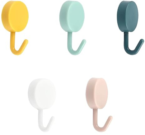 FJDRSIG 5 Pcs Colorful Self-Adhesive Wall Hooks,Cute Creative Key Hooks, Heavy Duty Adhesive Hook, Muti-Function Decorative Hook, Key Holders for Hanging Keys Towels Wallets Scarves