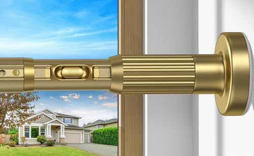 ZipGlo Gold Tension Rod Shower Rail Curtain Poles 190-262CM 1PCS, Shower Curtain Rail Heavy Duty Room Divider Curtain Rod, Adjustable Rust Free Extendable Window Tension Rod
