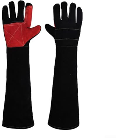 Gants de protection en cuir pour animaux de compagnie - Design anti-rayures et anti-morsure pour chat et chien - Noir 60 cm