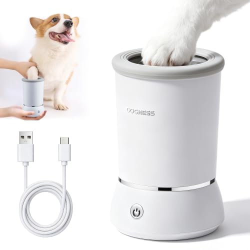 Nettoyeur automatique pour pattes de chien : nettoyage complet à 360° pour chien électrique, rechargeable par USB, pour le toilettage de grands chiens et chats, blanc