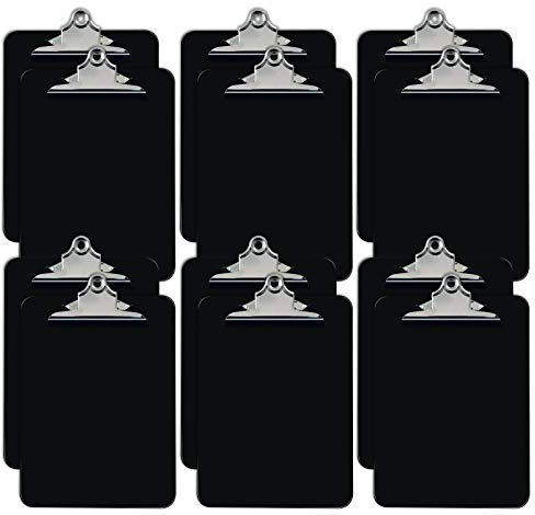 Better Office Products Black Plastic Clipboards, 12 Pack, Durable, 12.5 x 9 Inch, Standard Metal Clip, Black, Set of 12