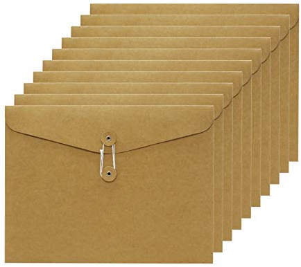 Smiling Art Lot de 10 porte-documents en carton et papier kraft Format A4 31 x 24 cm (10 pièces, Beige, Format paysage)