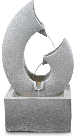 GEEZY Garden Water Feature – Horn-Shaped Fountain with LED Lights – Mains Powered, Self Contained, Indoor & Outdoor – Easy Setup, Cascading & Tranquil – Great for Garden, Patio & Balcony Decor