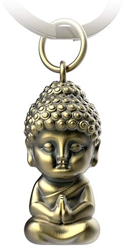 FABACH Buddha nyckelring karma – Buddha-hänge av metall – mini-buddha lyckobringare bil – buddhism nyckelring chakra yoga present figur