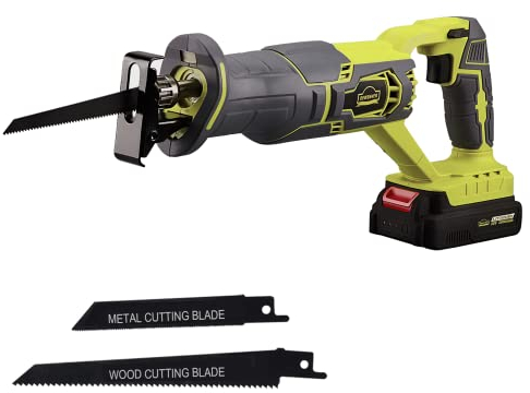 Dewinner - Sierra sable inalámbrica, 20 V 2,0 Ah Sierra compacta con batería de iones de litio y cargador, 2 hojas de sierra, velocidad variable, cambio de hoja sin herramientas