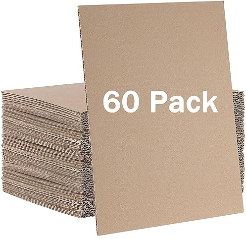 HAKZEON Confezione da 60 Fogli di Cartone Ondulato, in Cartone Ondulato Rigido Fogli di Cartone Separatori di Cartone Piatti Carta da Imballaggio per Spedizione, Artigianato Fai da te