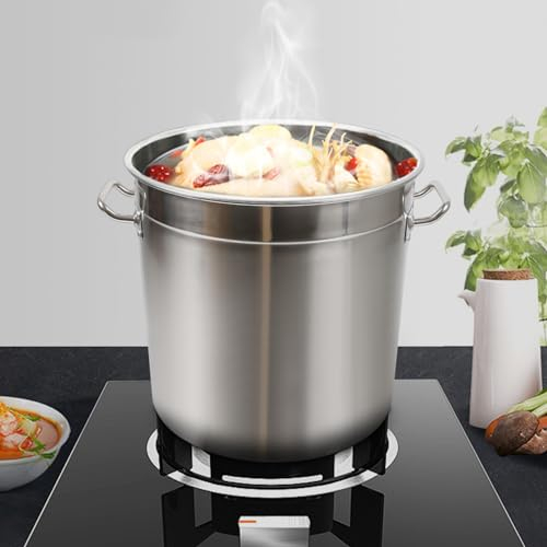 Pentola per zuppa, in acciaio inox, 35 litri, grande, grande, per zuppa, zuppa, pentola universale, per verdure, 35 cm x 36 cm x 0,4 mm