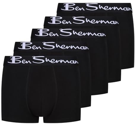 Ben Sherman Mens Poderick 5 Pack Boxer Shorts Trunks Black XL