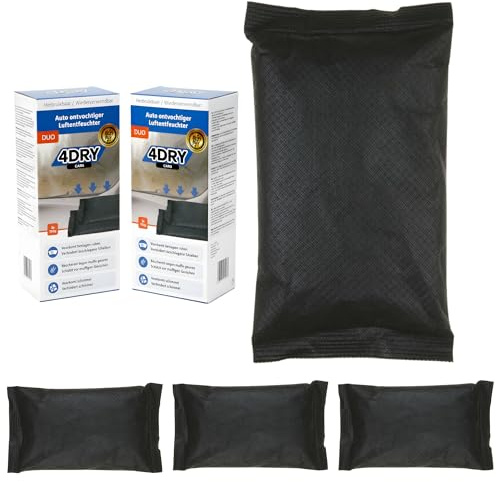 4DRY Car 2 x 750 g - granuli deumidificatori per parabrezza auto appannati in inverno, per prevenire muffe, ruggine e odori, 2 pezzi, assorbe l'umidità fino a 600 ml