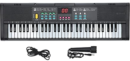 Keyboard Piano 61 Tasten Digital Piano Keyboard mit Mikrofon USB Kabel Dual Lautsprecher für Kinder Erwachsene Anfänger